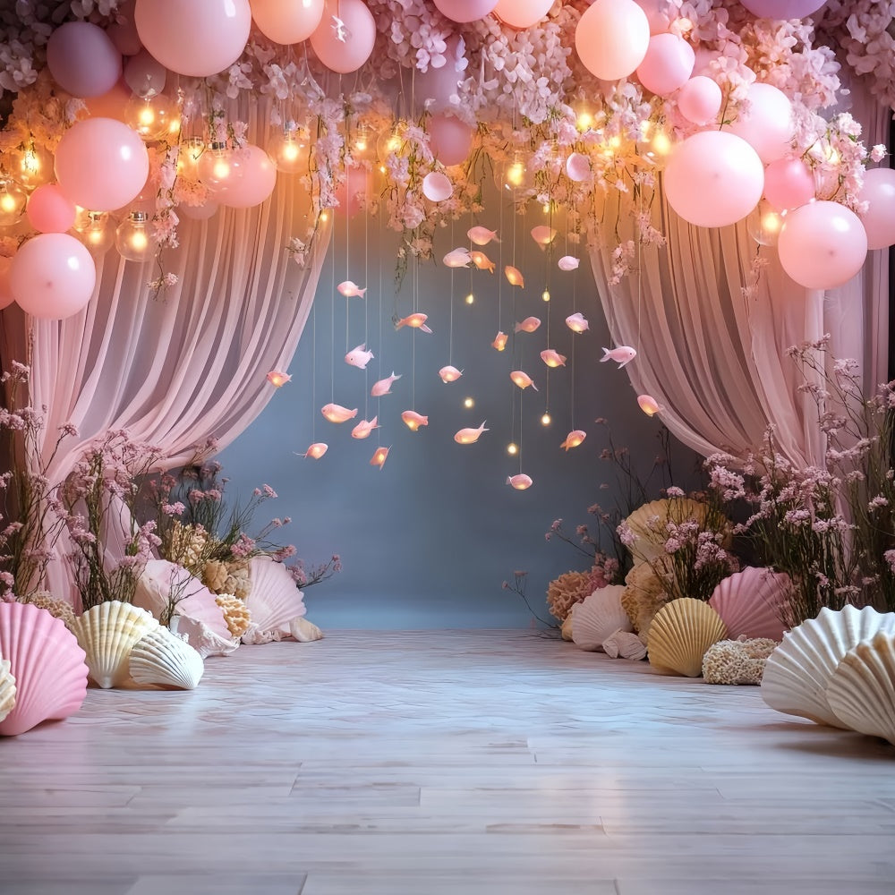 Sommer Backdrop Rosa Ballon Ozean Fische Backdrop CSH5-104