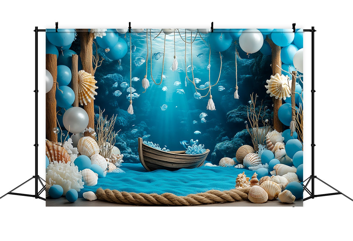 Unterwasserhintergrund Blaue Koralle Holzboot Sommerhintergrund CSH5-105