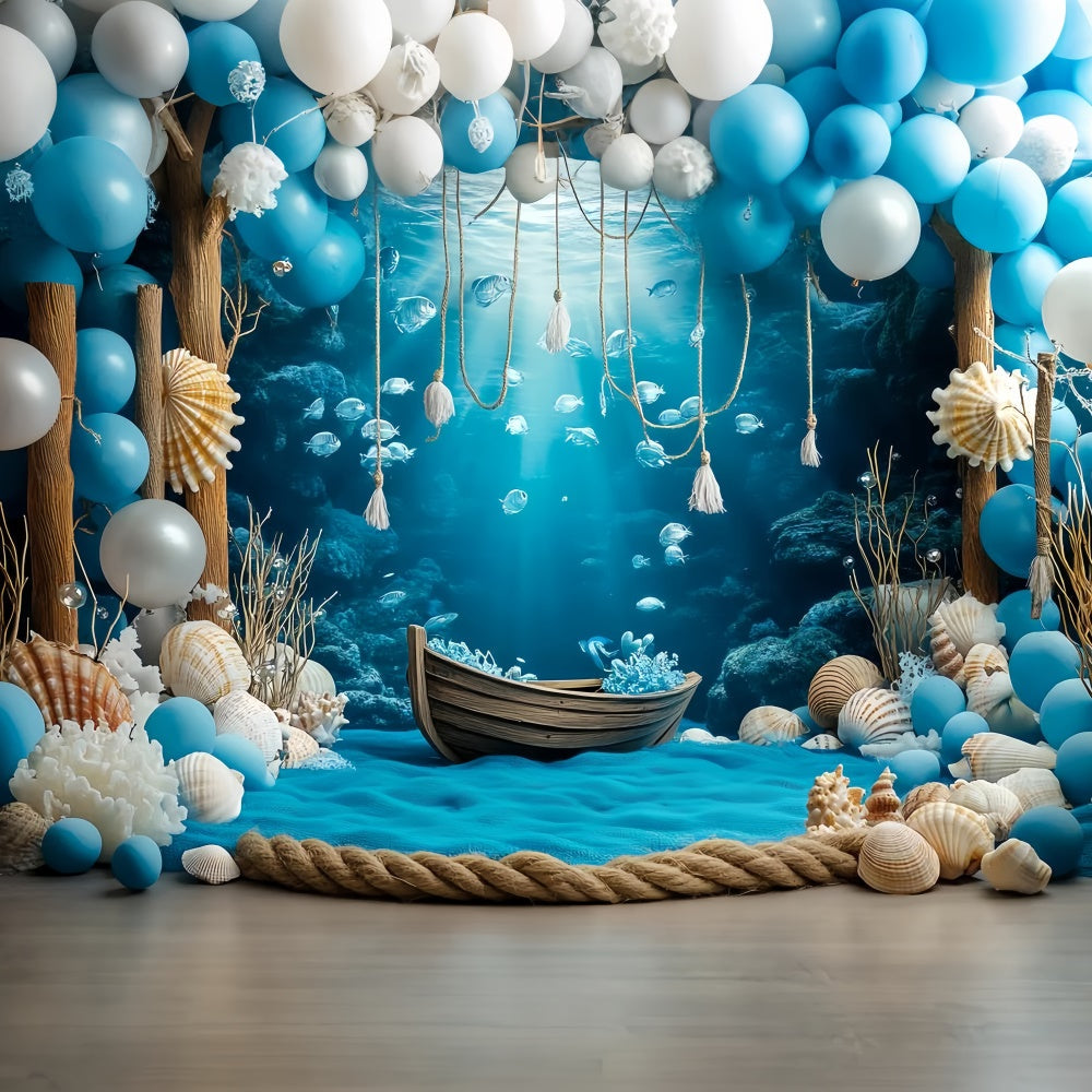 Unterwasserhintergrund Blaue Koralle Holzboot Sommerhintergrund CSH5-105