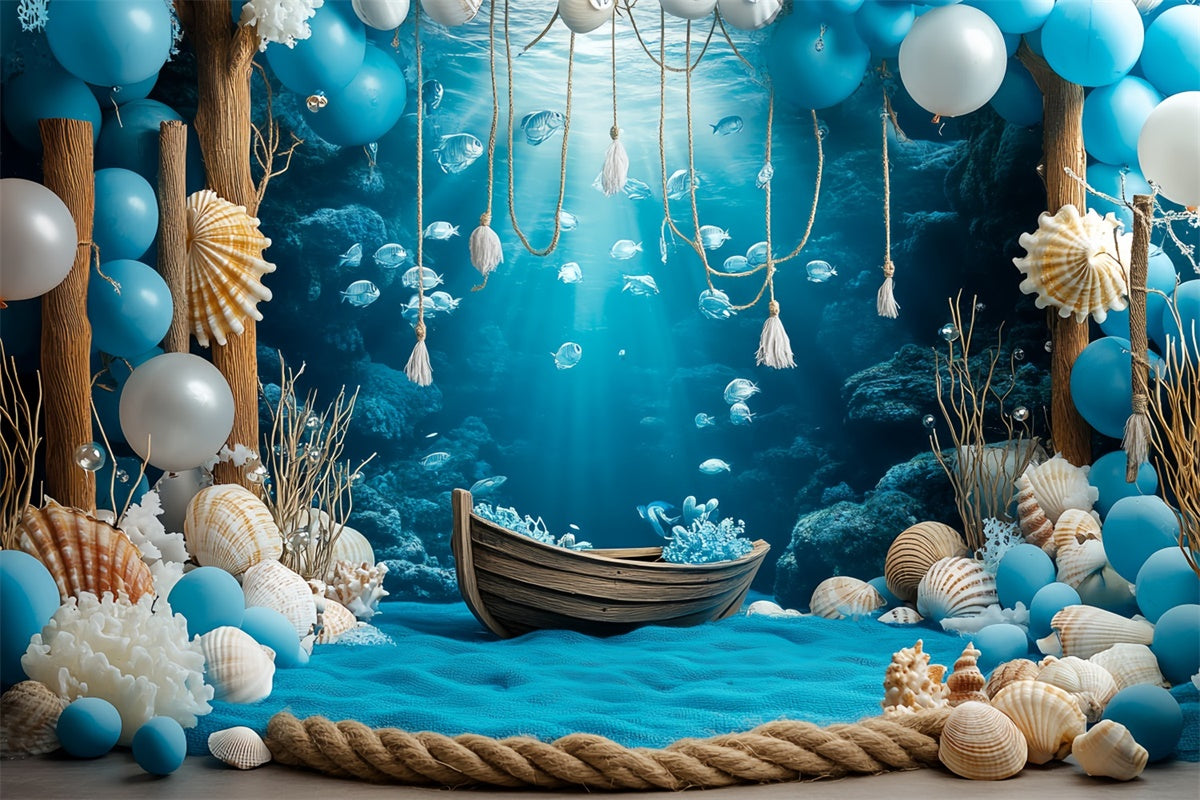 Unterwasserhintergrund Blaue Koralle Holzboot Sommerhintergrund CSH5-105