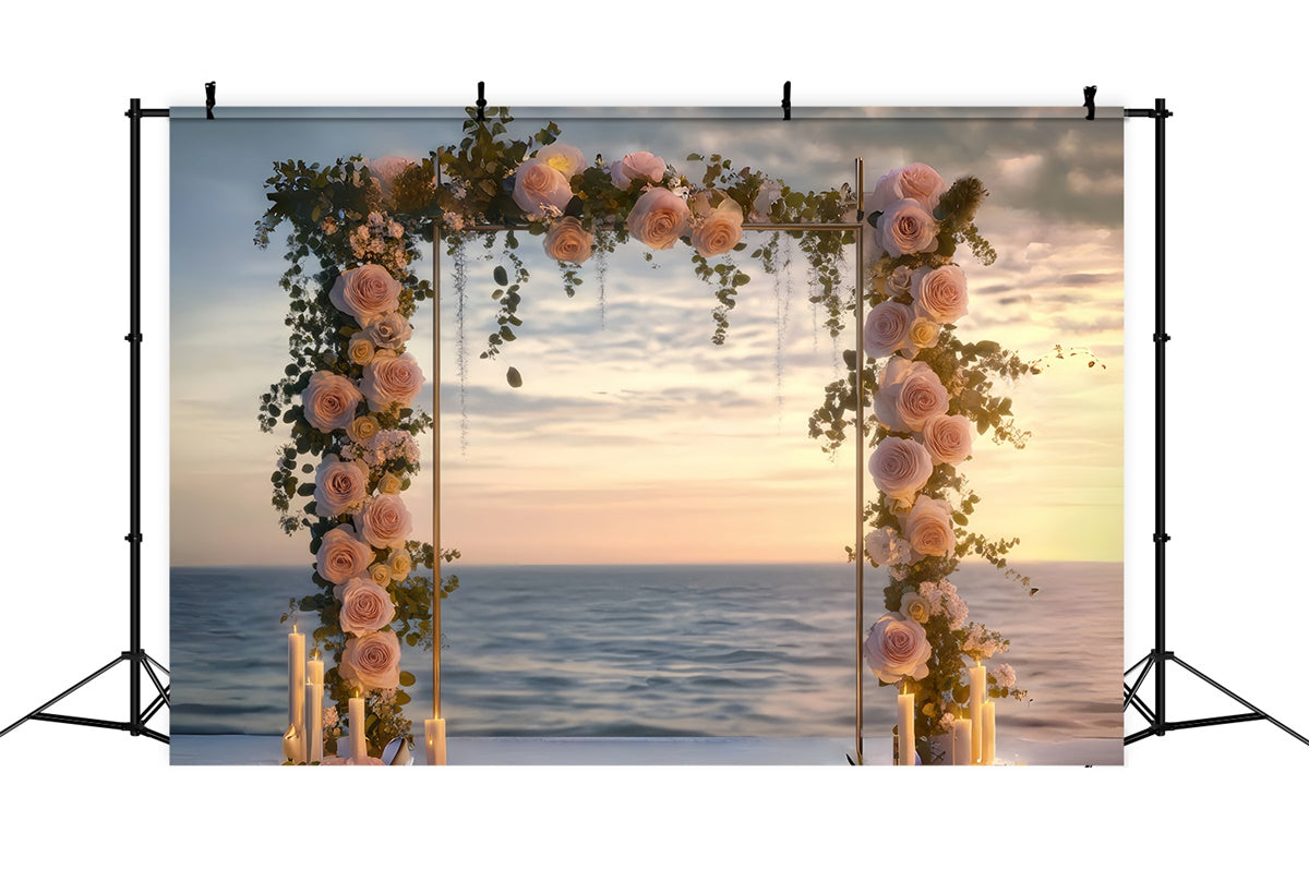 Strand Fotokulisse Sonnenuntergang Blumenbogen Sommerkulisse CSH5-109