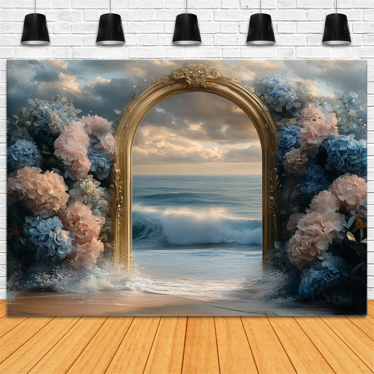 Sommer Strand Backdrop Hortensien Traum Meer Hintergrund CSH5-110