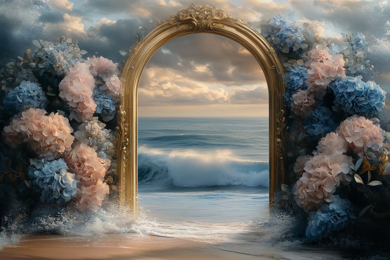 Sommer Strand Backdrop Hortensien Traum Meer Hintergrund CSH5-110