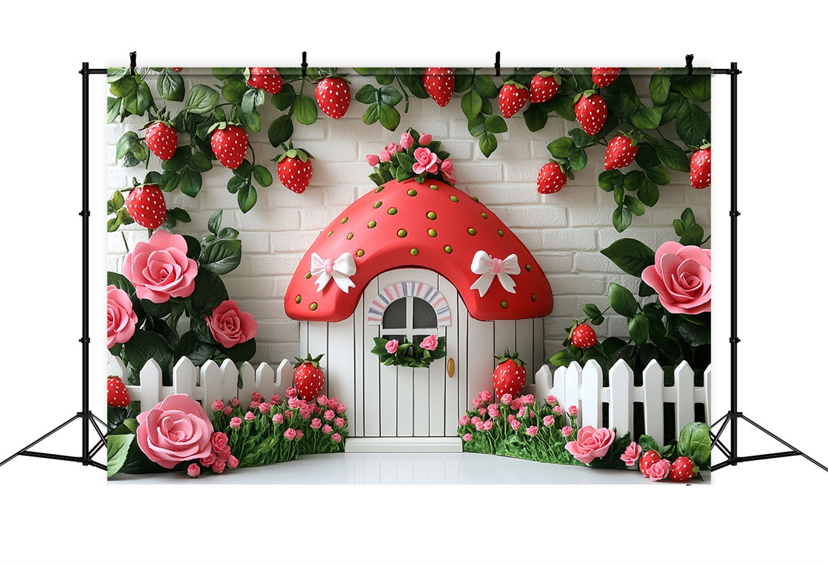 Erdbeer-Hintergrund Cute Strawberry Cottage Sommer-Hintergrund CSH5-121