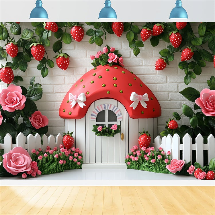 Erdbeer-Hintergrund Cute Strawberry Cottage Sommer-Hintergrund CSH5-121
