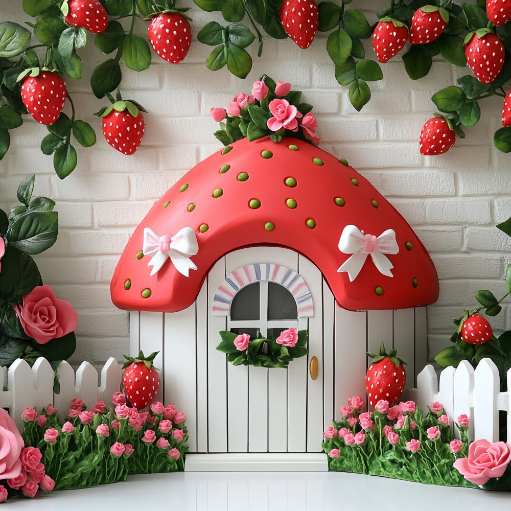 Erdbeer-Hintergrund Cute Strawberry Cottage Sommer-Hintergrund CSH5-121