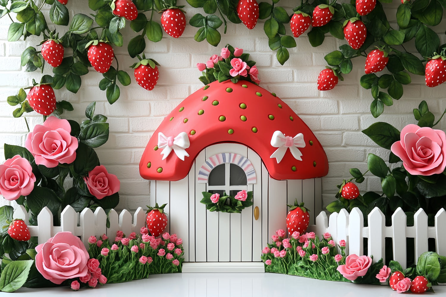 Erdbeer-Hintergrund Cute Strawberry Cottage Sommer-Hintergrund CSH5-121