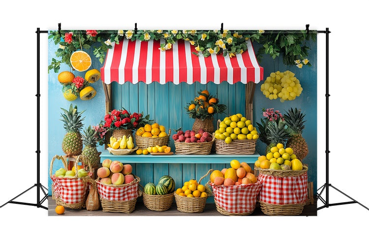 Sommer Fotokulisse Bunte Früchte Marktstand Kulisse CSH5-129