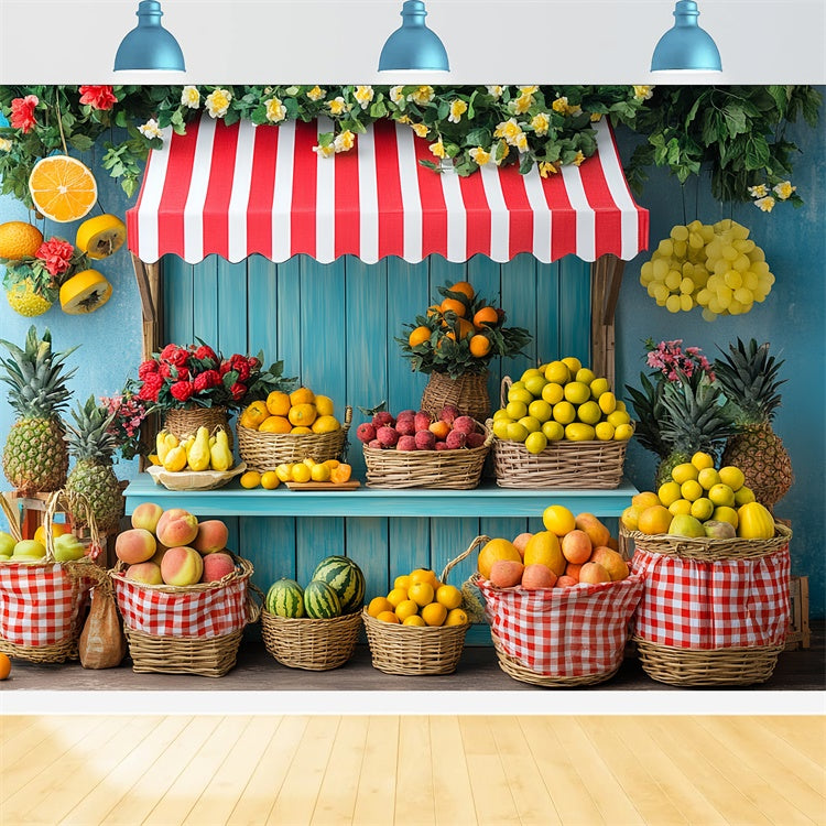 Sommer Fotokulisse Bunte Früchte Marktstand Kulisse CSH5-129