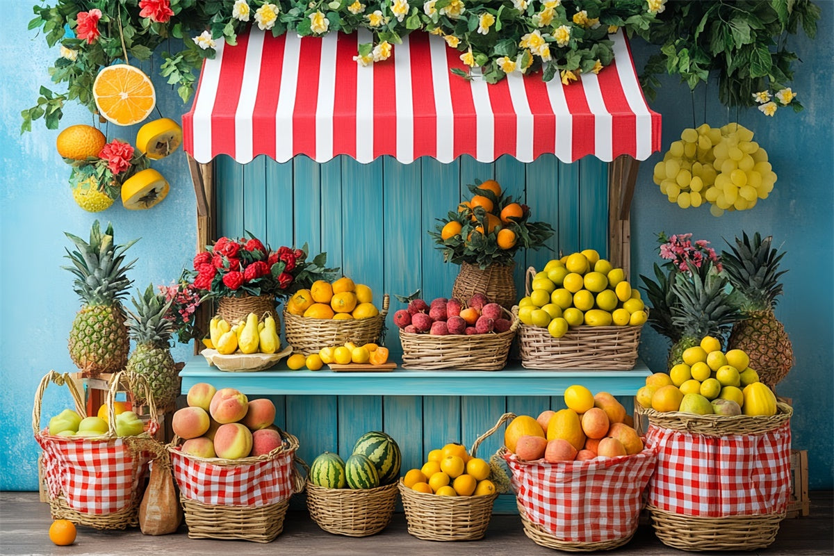 Sommer Fotokulisse Bunte Früchte Marktstand Kulisse CSH5-129