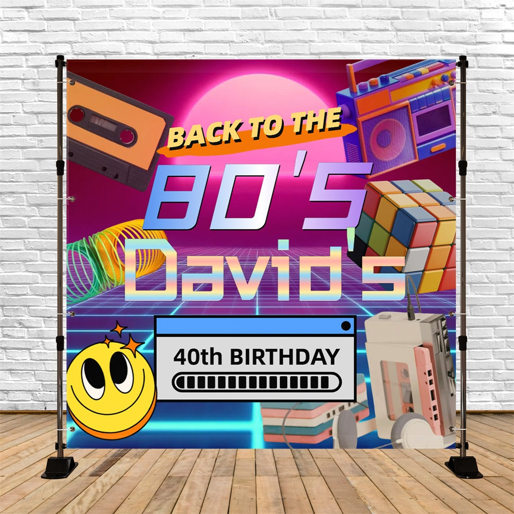 40. Geburtstag Backdrop Laser Grid Retro Nostalgie Custom 80er Jahre Backdrop CSH5-14