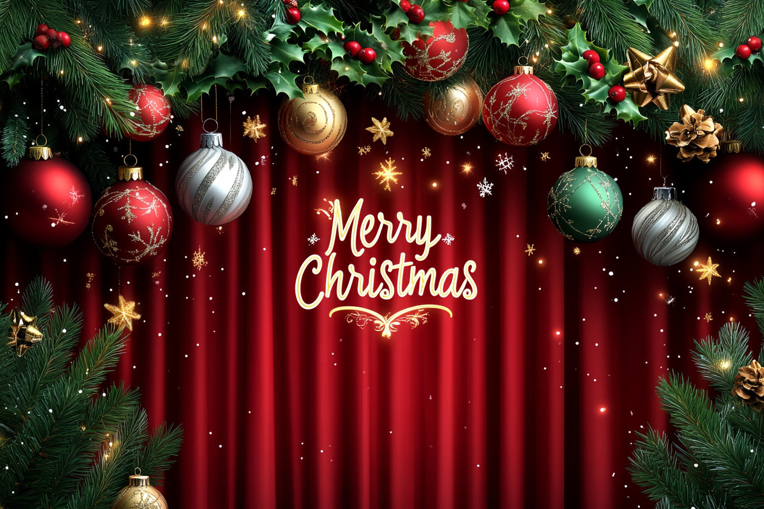 Weihnachten Bühne Backdrops Rot Vorhang Holiday Decor Backdrop CSH5-147