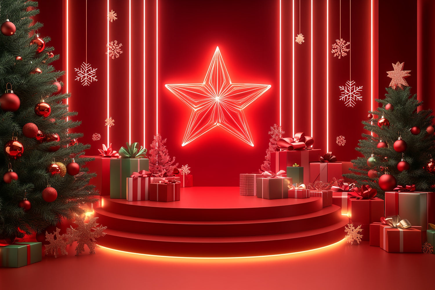 Weihnachten Bühne Backdrops Urlaub Bühne Neon Geschenk Backdrop CSH5-149