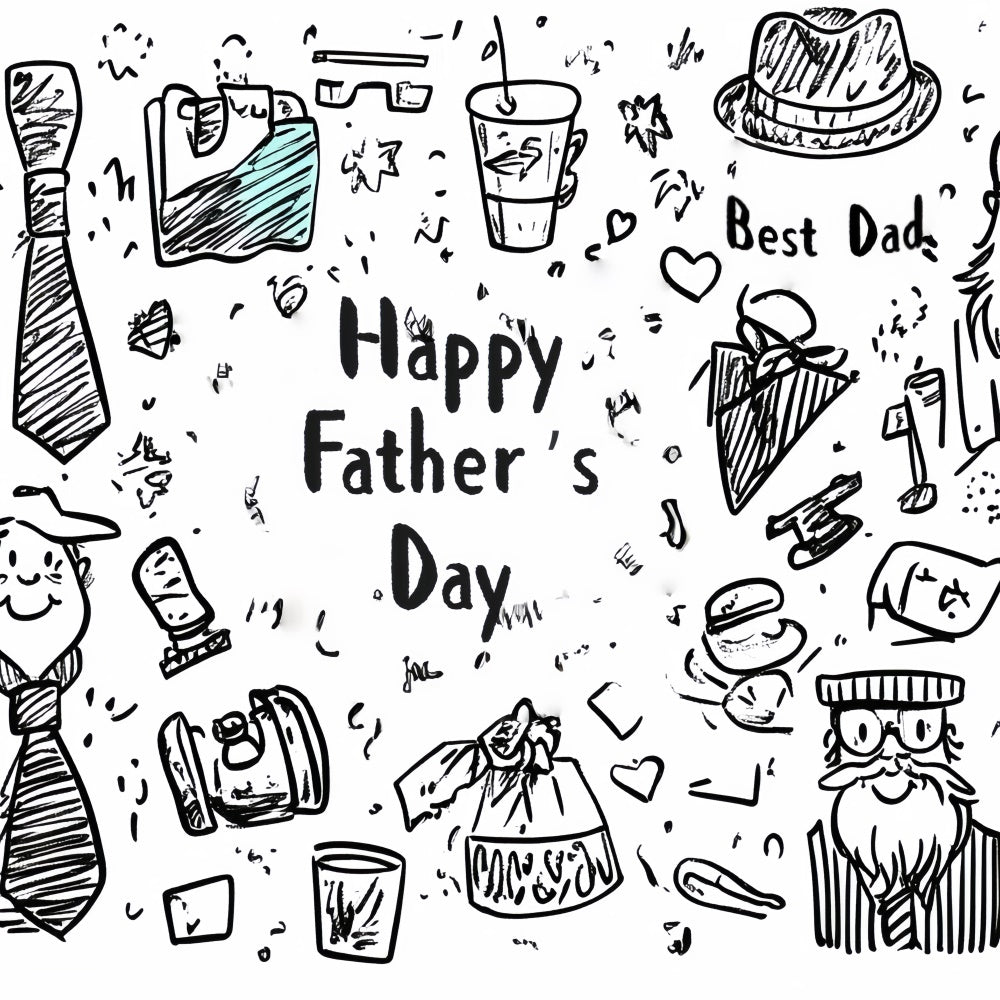 Backdrop Vatertag Cute Doodle Krawatte Hut Backdrop CSH5-16