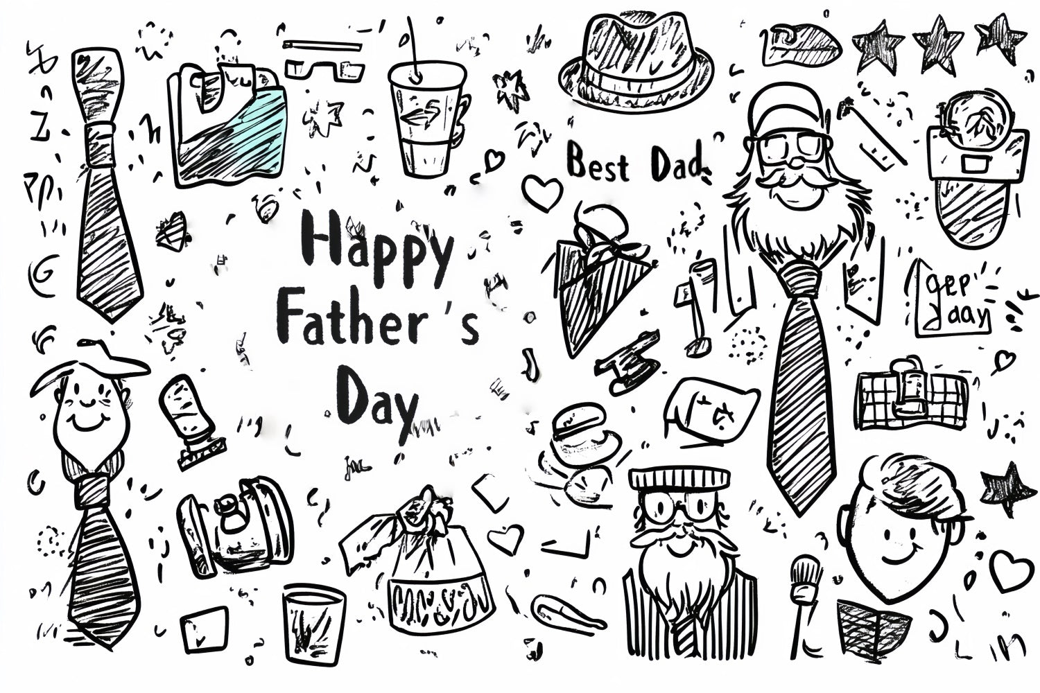 Backdrop Vatertag Cute Doodle Krawatte Hut Backdrop CSH5-16