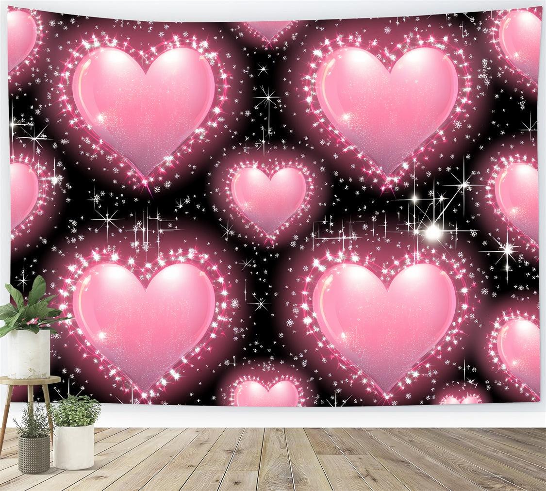 90er Jahre Backdrop Glitzerndes Blasenherz Sparkle Backdrop CSH5-195