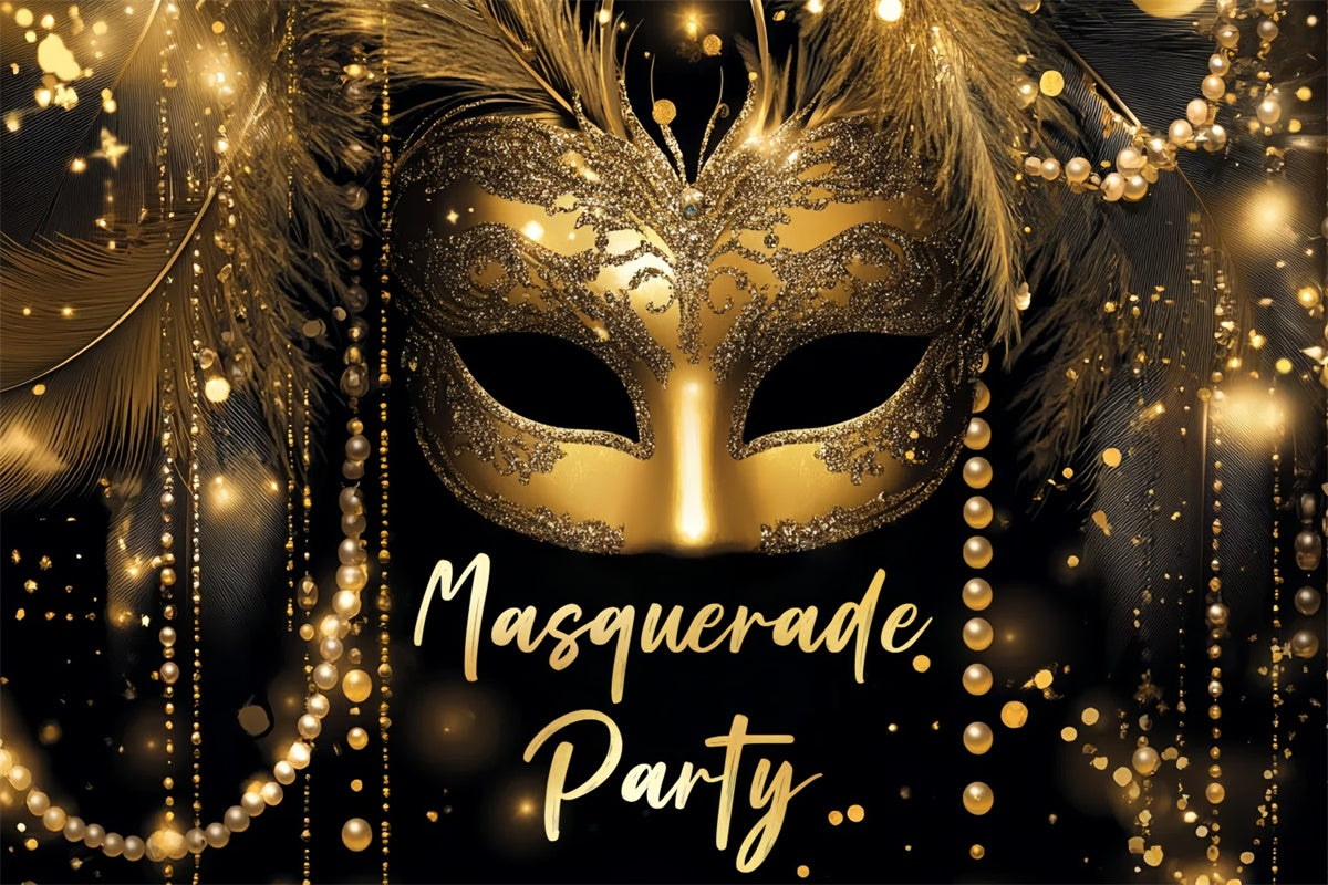 Maskerade Party Ideen Glitter Perle Gold Maske Backdrop CSH5-211