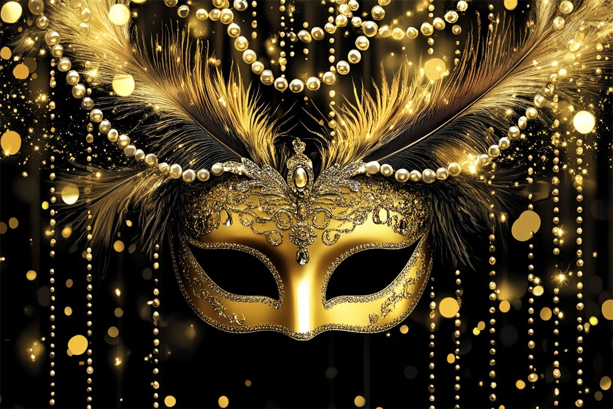 Maskerade Party Ideen Feder Maske Opulent Perle Backdrop CSH5-213