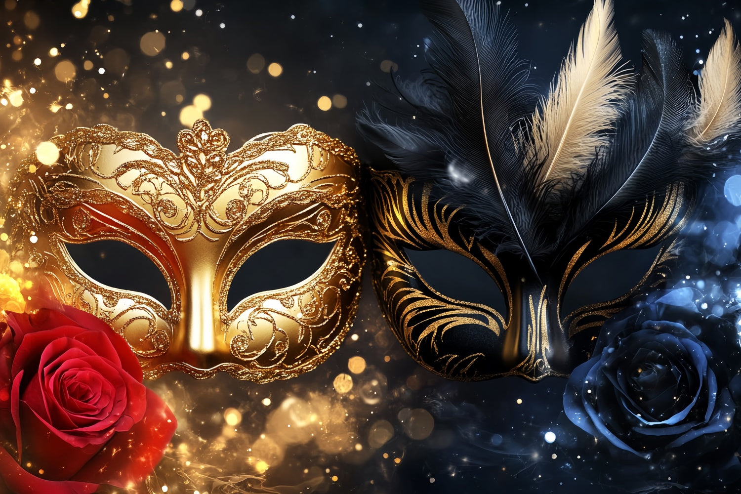 Maskerade Backdrops Glitzernde Feder Maske Party Backdrop CSH5-216