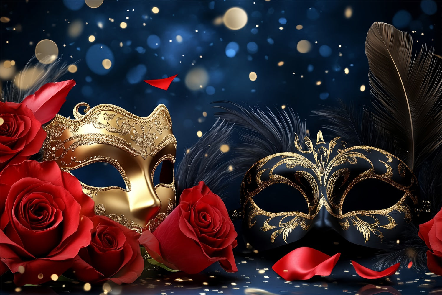 Maskerade Backdrop Ideen Gold Maske Petal Romance Backdrop CSH5-217