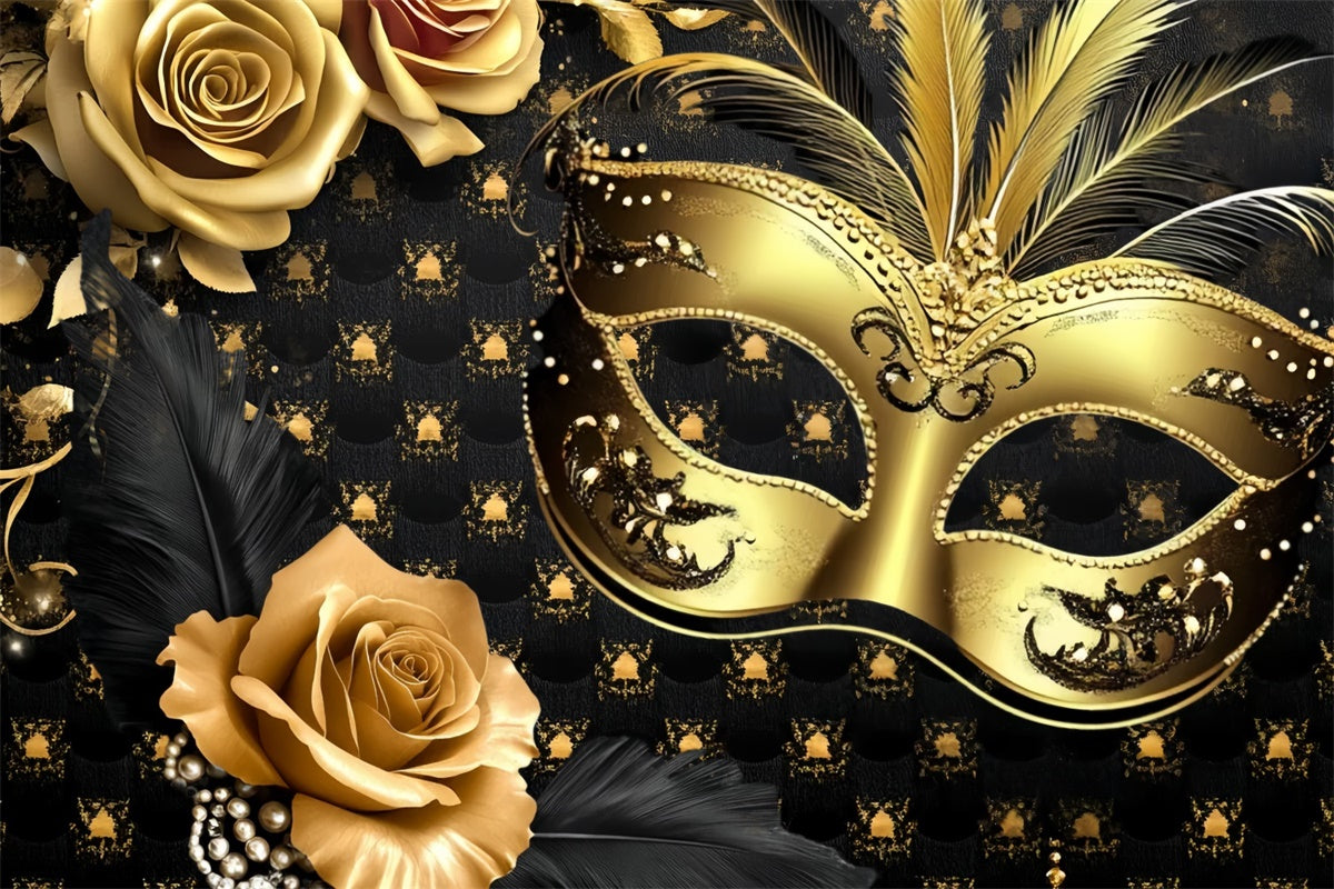 Maskerade Backdrops Vintage Floral Feder Maske Backdrop CSH5-220