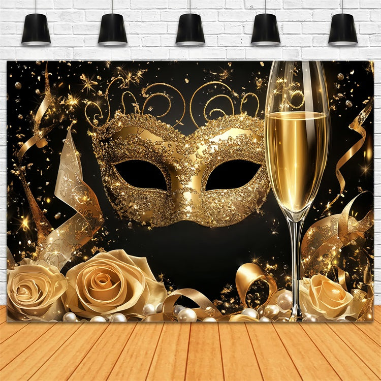 Maskerade Backdrop Rose Bänder Glitzer Maske Backdrop CSH5-227