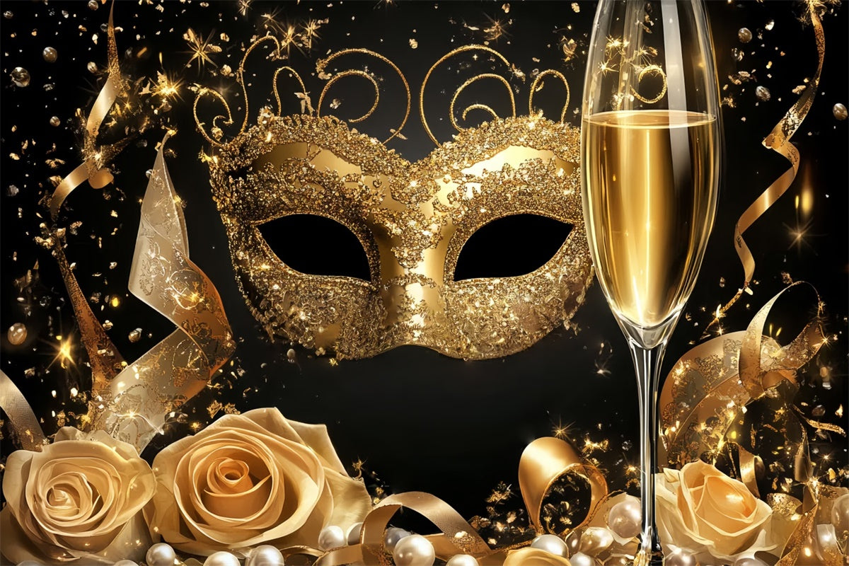 Maskerade Backdrop Rose Bänder Glitzer Maske Backdrop CSH5-227