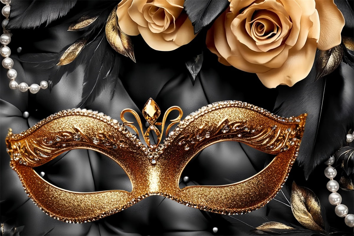 Maskerade Ball Backdrop Rose Perle Feder Maske Backdrop CSH5-229
