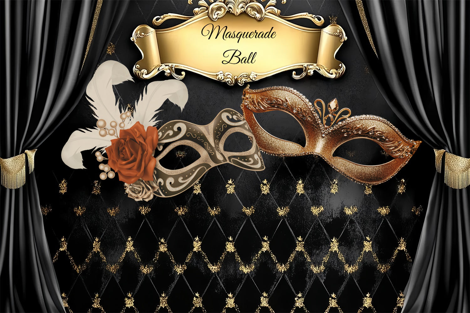Maskenball Backdrop Vintage Theater Vorhang Maske Backdrop CSH5-238