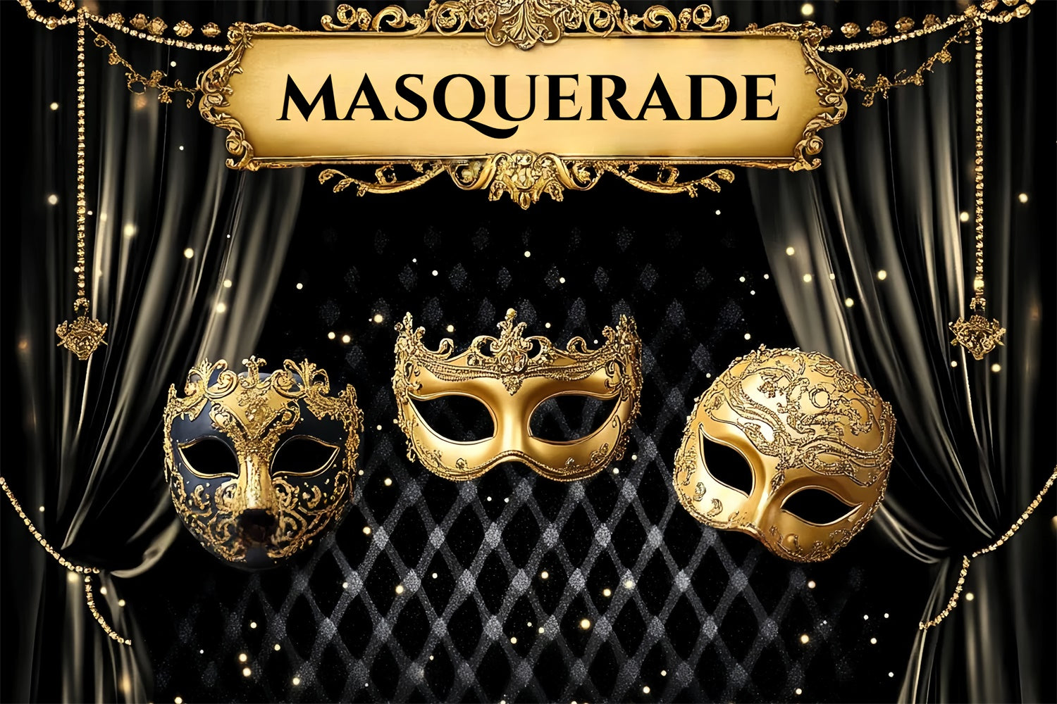Maskerade Backdrops Schwarzer Vorhang Elegante Maske Backdrop CSH5-240