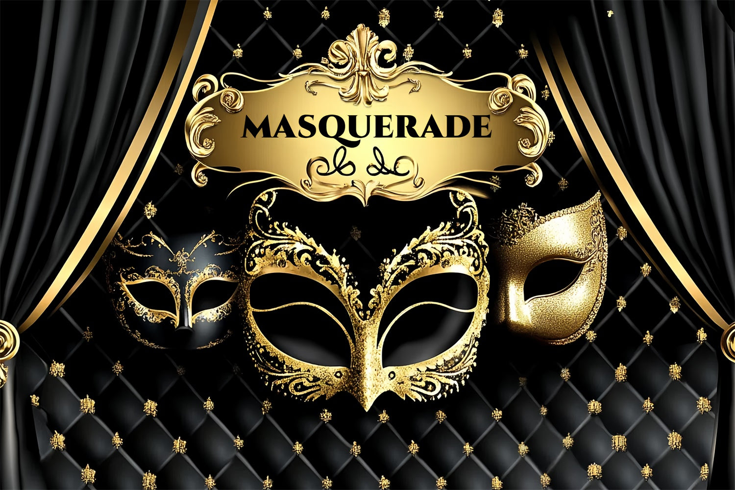 Maskerade Backdrop Design Opulent Gold Maske Vorhang Backdrop CSH5-241