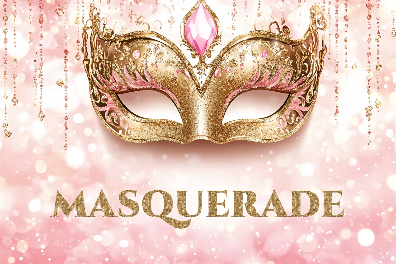 Maskerade Party Backdrop Fancy Sparkle Gold Maske Backdrop CSH5-243