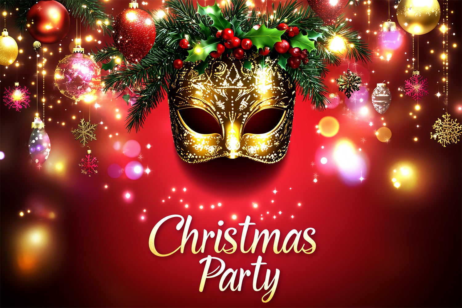 Maskerade Backdrops Weihnachten Strahlende Goldene Maske Backdrop CSH5-246