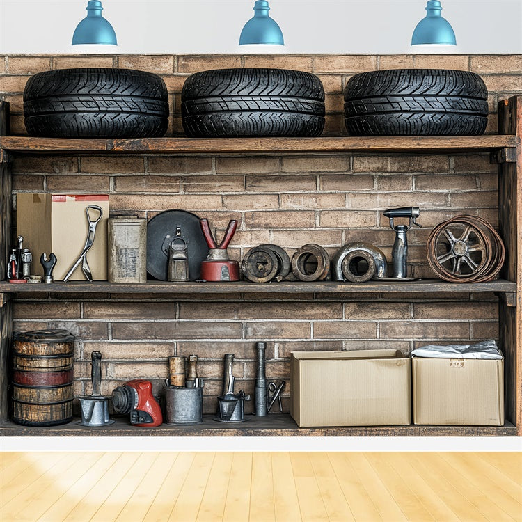 Happy Fathers Day Backdrop Garage Werkzeuge Reifen Backdrop CSH5-25