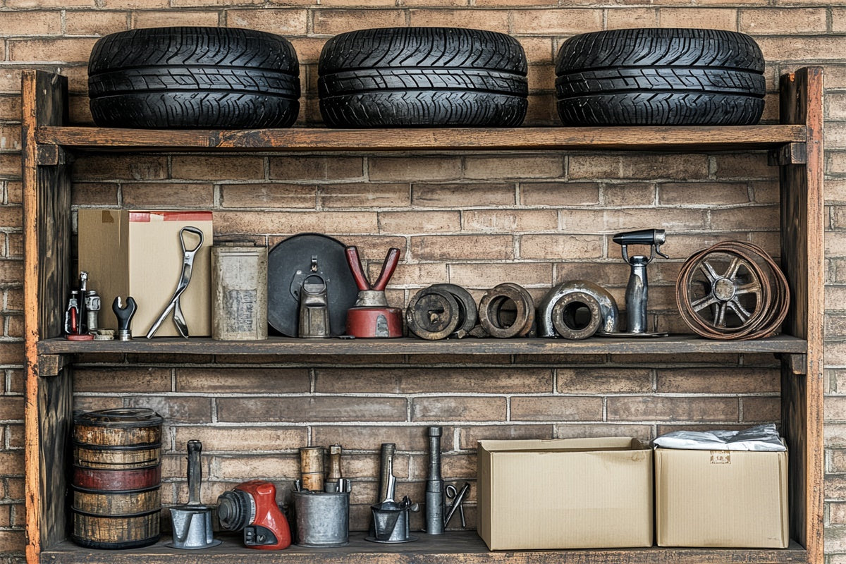 Happy Fathers Day Backdrop Garage Werkzeuge Reifen Backdrop CSH5-25