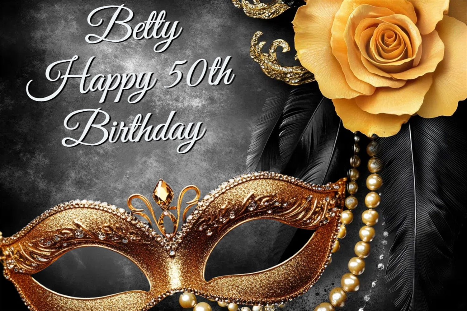 Maskerade Backdrops Floral Feder Maske Custom 50th Birthday Backdrop CSH5-254