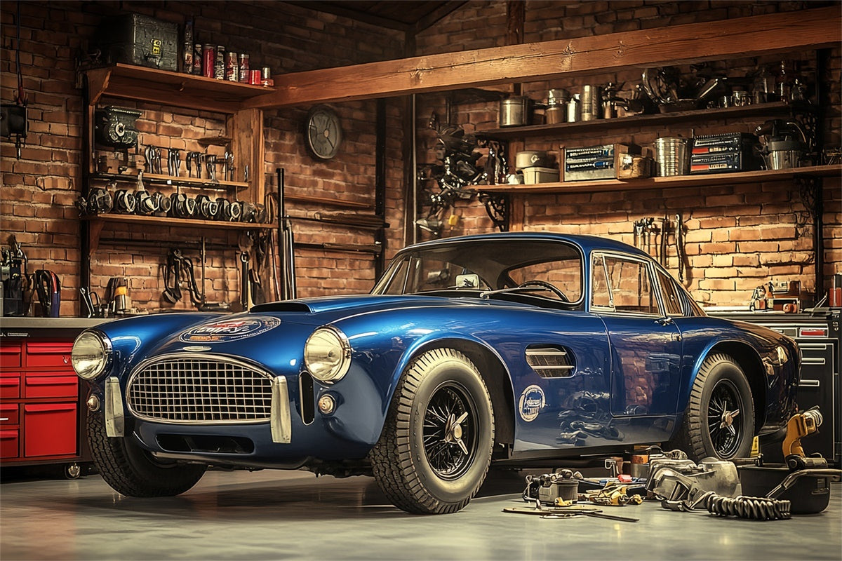 Vatertag Fotokulisse Rennwagen Garage Hintergrund CSH5-28