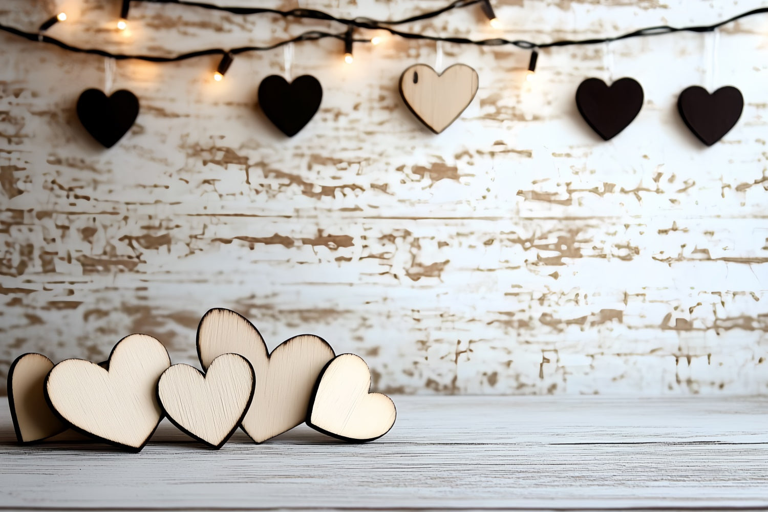 Vatertag Backdrop Holzherz Lichterkette Backdrop CSH5-29