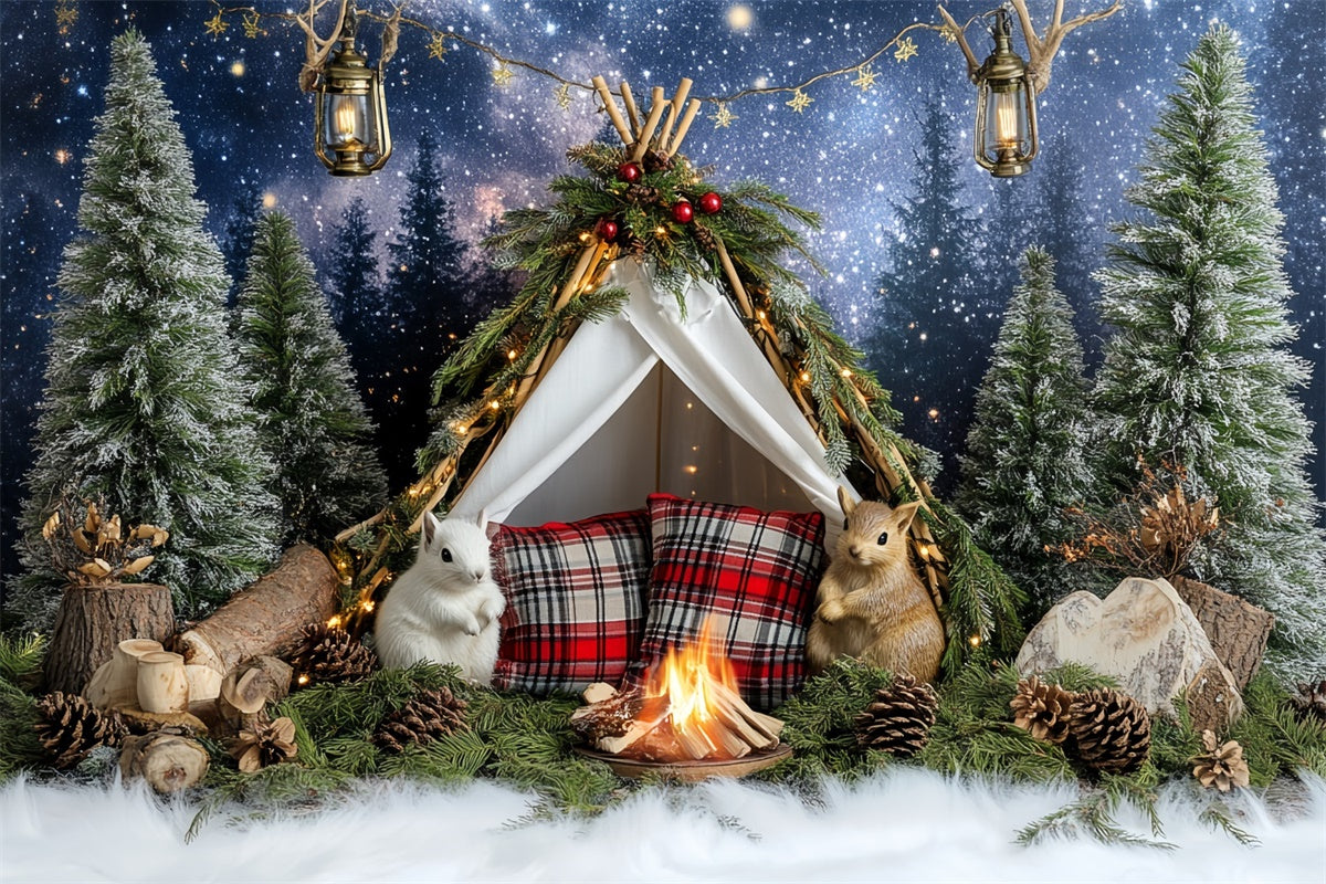 Weihnachten Backdrop Starry Woodland Camp Kinder Fotohintergrund CSH5-306
