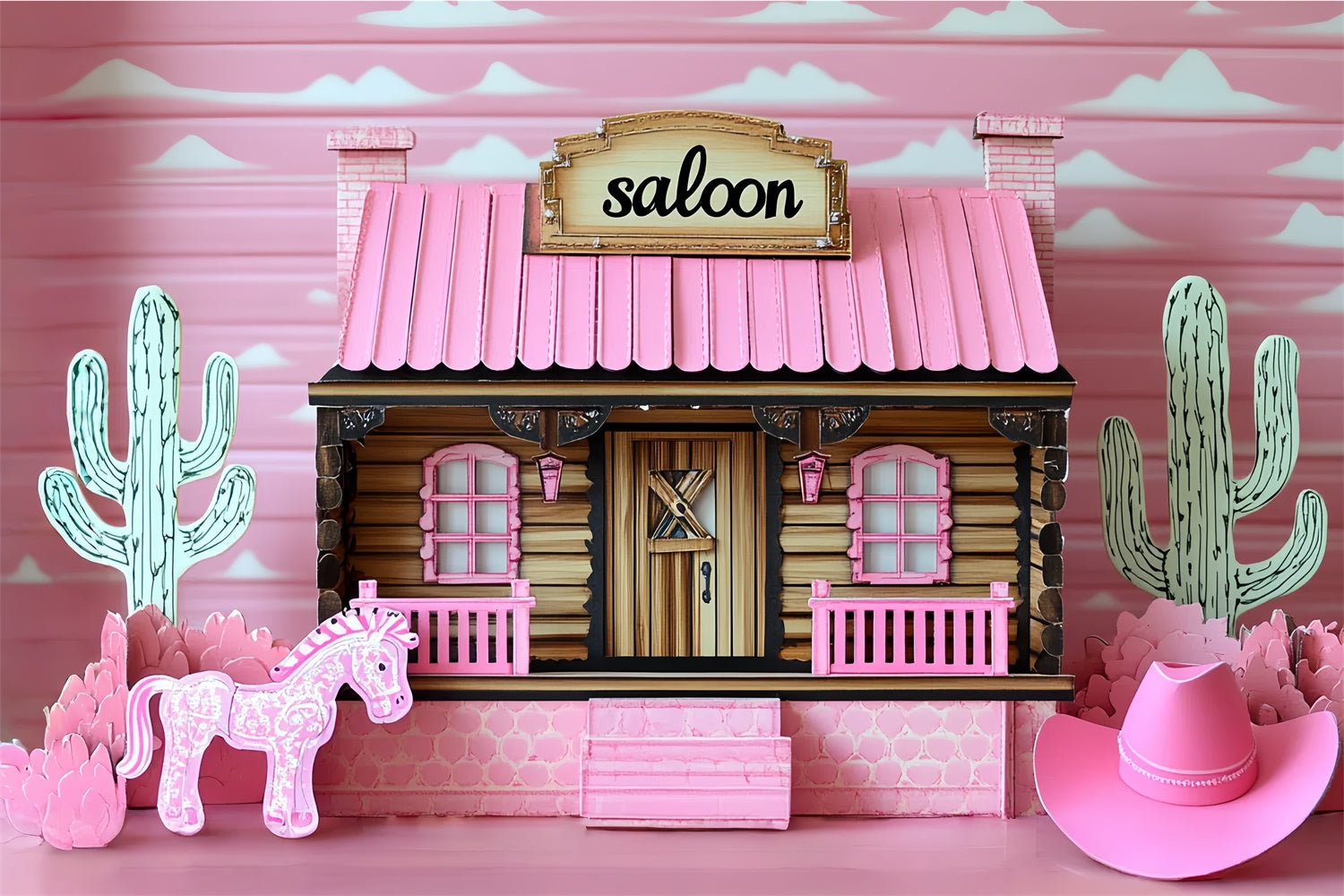 Cowgirl Backdrop Ideen Rosa Rodeo Saloon Kinder Backdrop CSH5-314