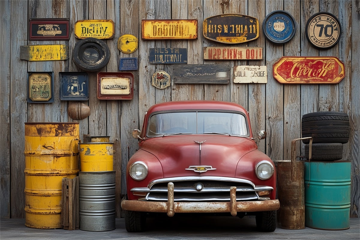 Backdrop Vatertag Verwitterte Holz Garage Backdrop CSH5-43