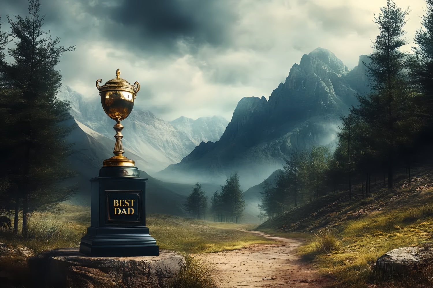 Vatertag Backdrop Majestätische Berge Trophäe Hintergrund CSH5-51