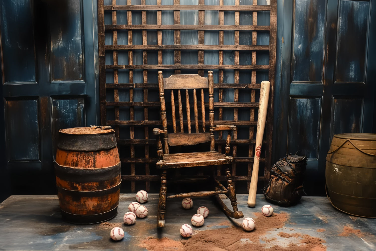 Backdrop Vatertag Holzstuhl Baseball Backdrop CSH5-63