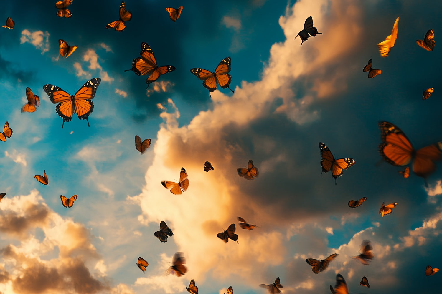 Sommer-Fotokulisse Dramatische Wolken Schmetterling Kulisse CSH5-73