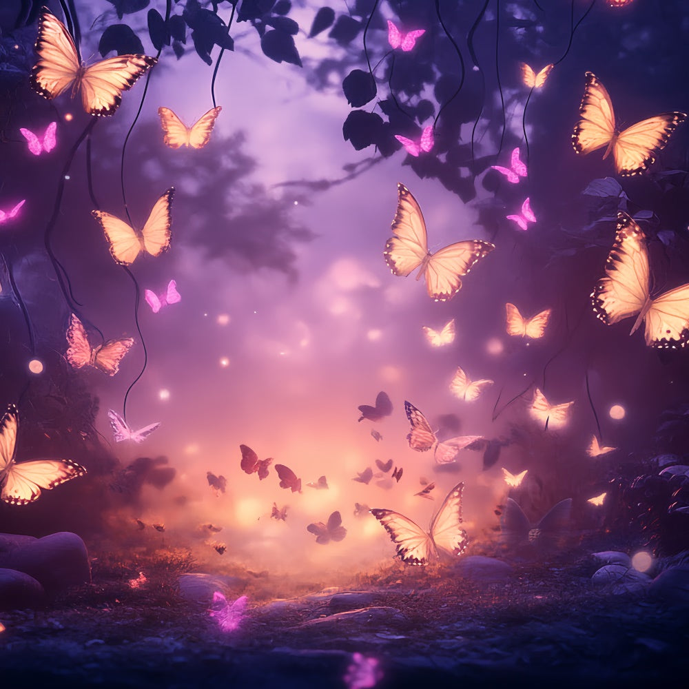 Sommer Backdrop Magischer Dämmerungswald Schmetterling Backdrop CSH5-74