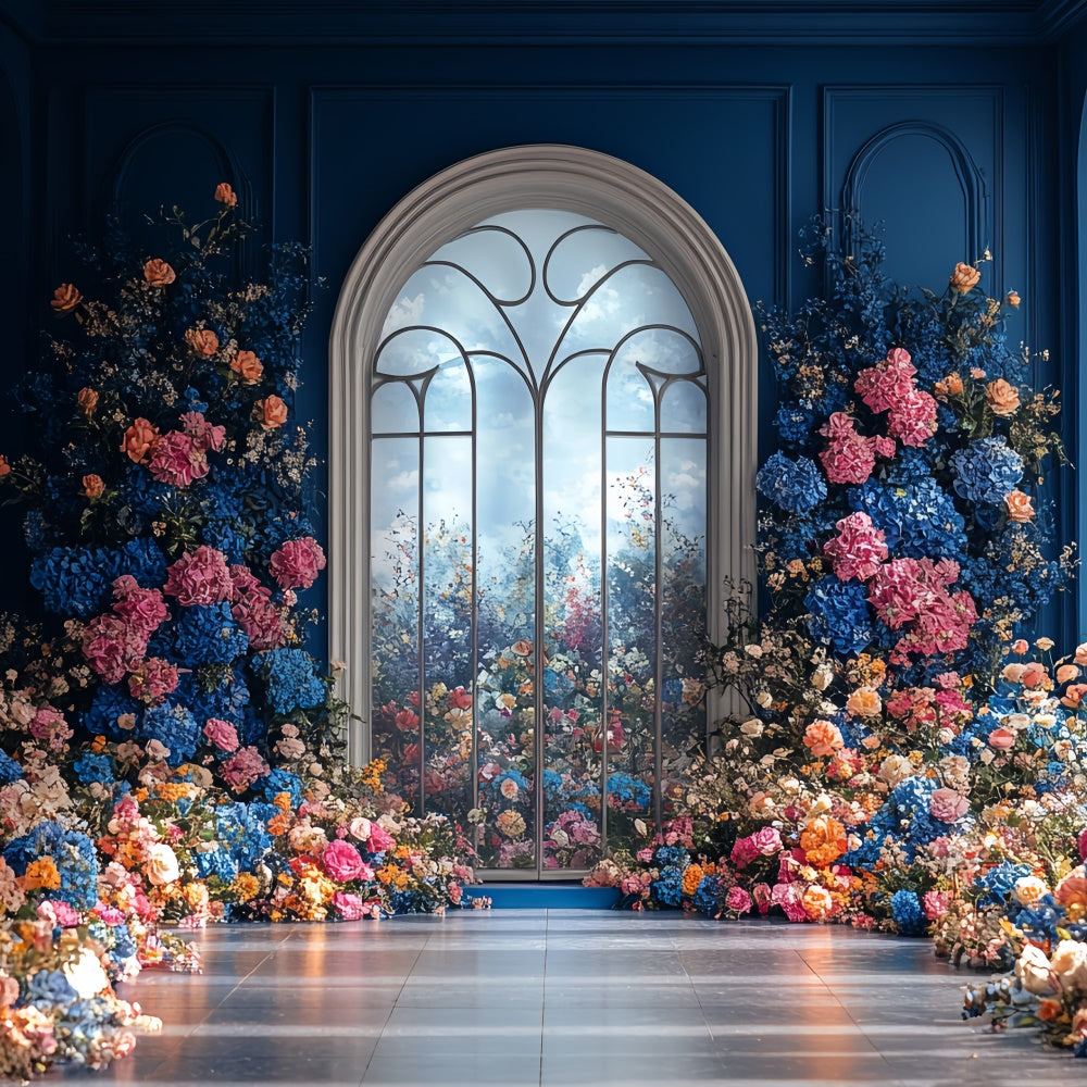 Sommer-Fotohintergrund Garten Fensterbogen Hintergrund CSH5-77