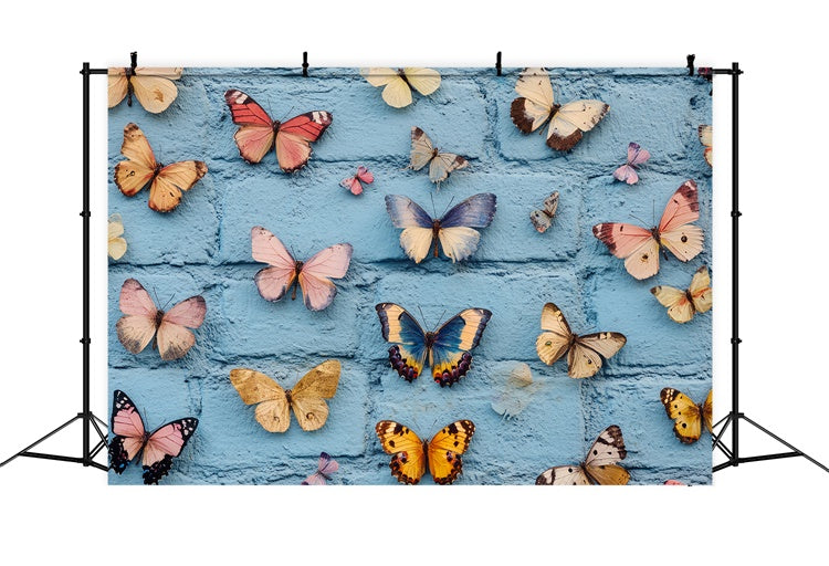 Sommer Backdrops Vintage Blauer Backstein Schmetterling Backdrop CSH5-78