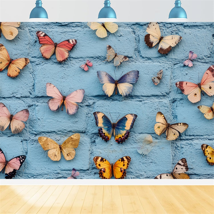 Sommer Backdrops Vintage Blauer Backstein Schmetterling Backdrop CSH5-78