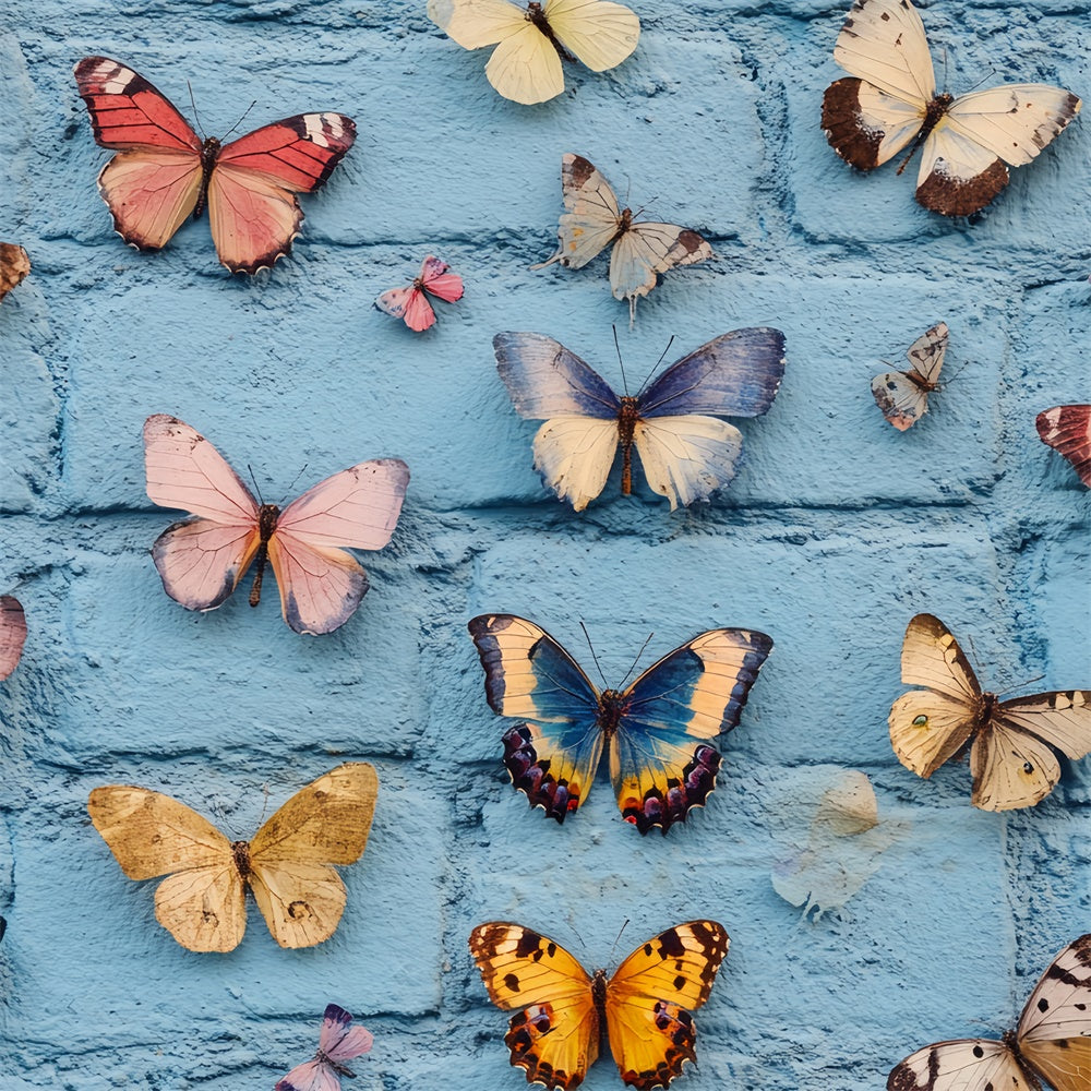 Sommer Backdrops Vintage Blauer Backstein Schmetterling Backdrop CSH5-78