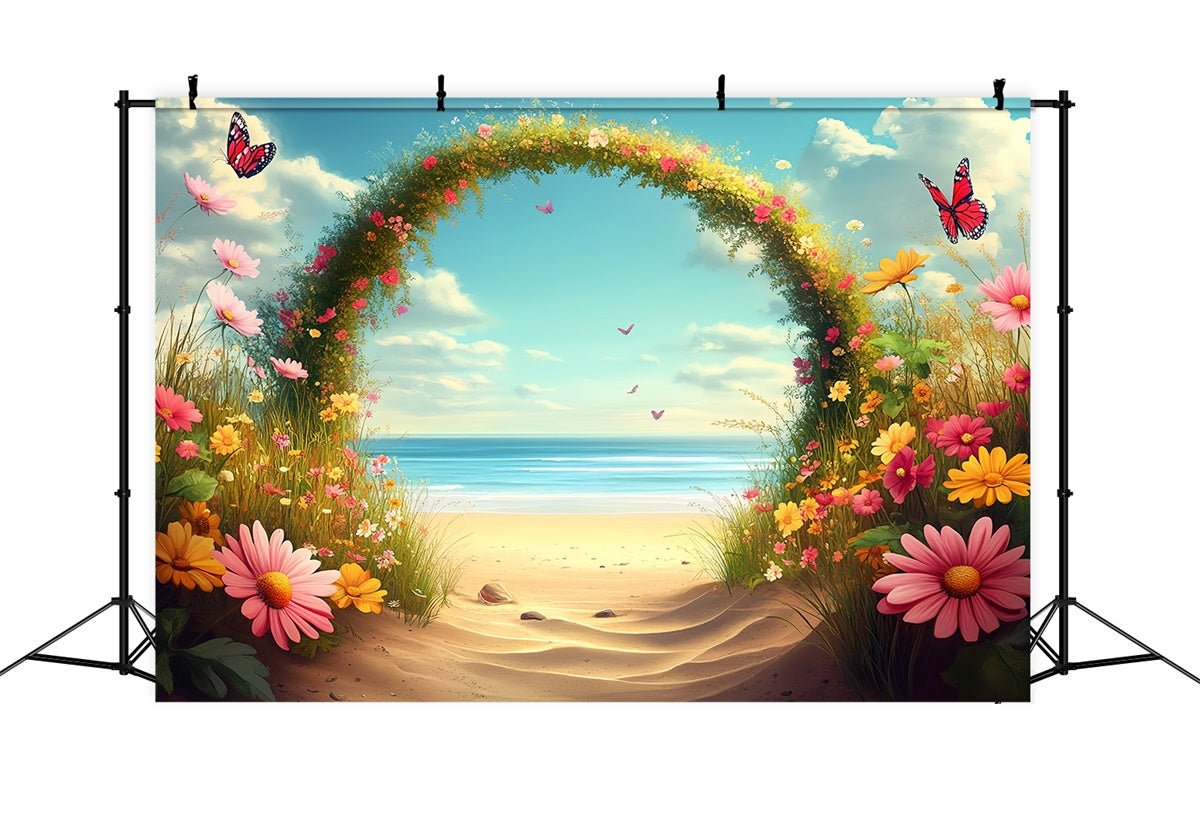 Strand Fotohintergrund Blumen Schmetterlinge Sommerhintergrund CSH5-80